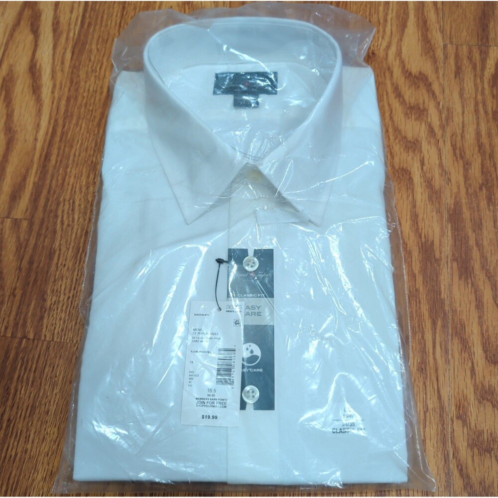 David Taylor Sears White Easy Care Classic Fit Long Sleeve Size L/G-16 1/2-34/35